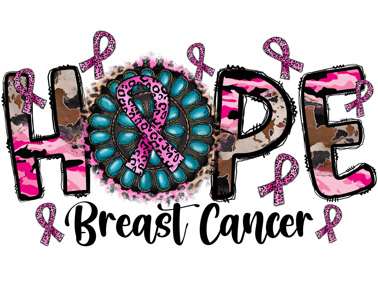 "Breast Cancer Awareness" (Multiple Options) Ready-to-Print DTF Transfers.