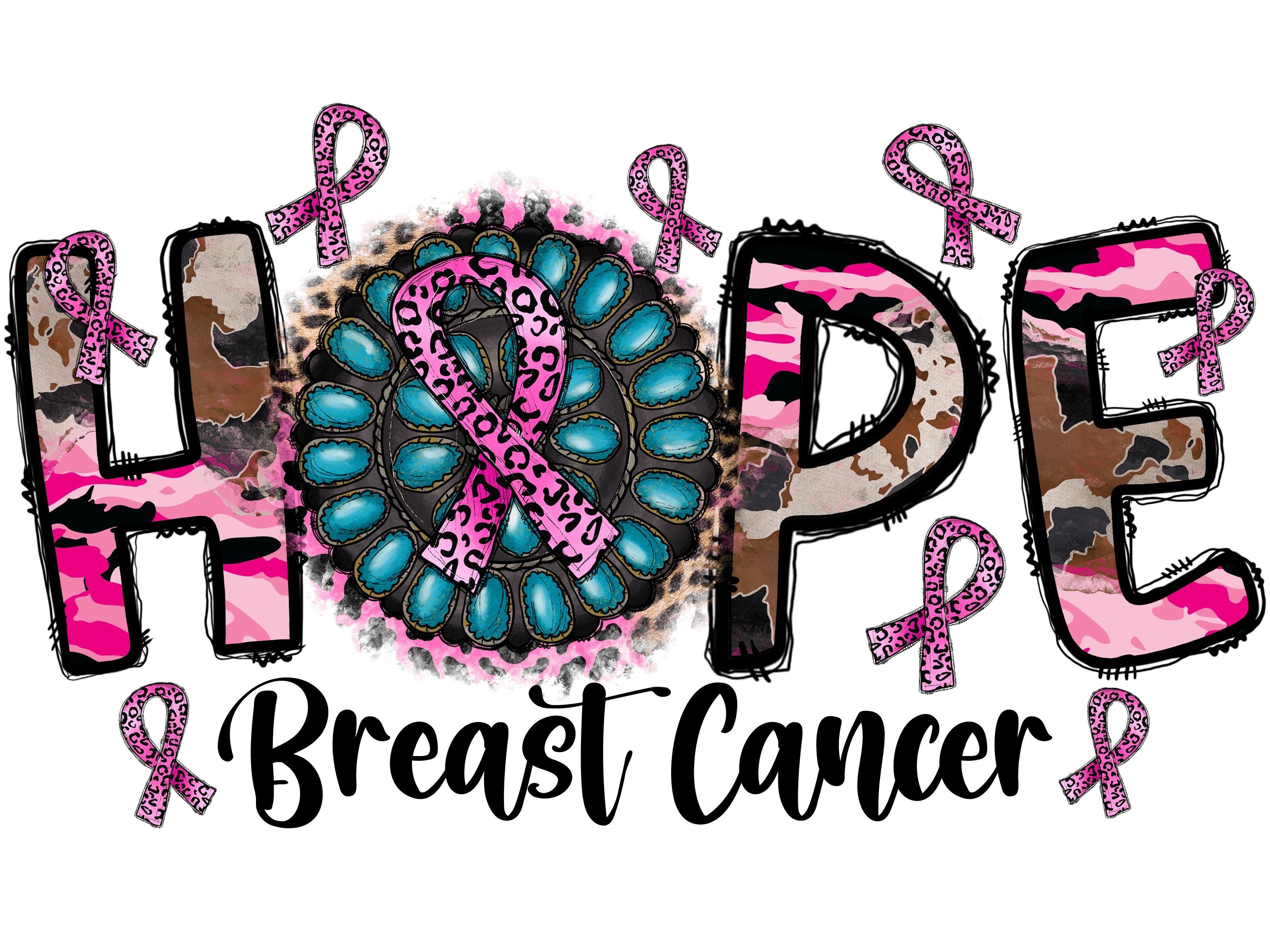 "Breast Cancer Awareness" (Multiple Options) Ready-to-Print DTF Transfers.