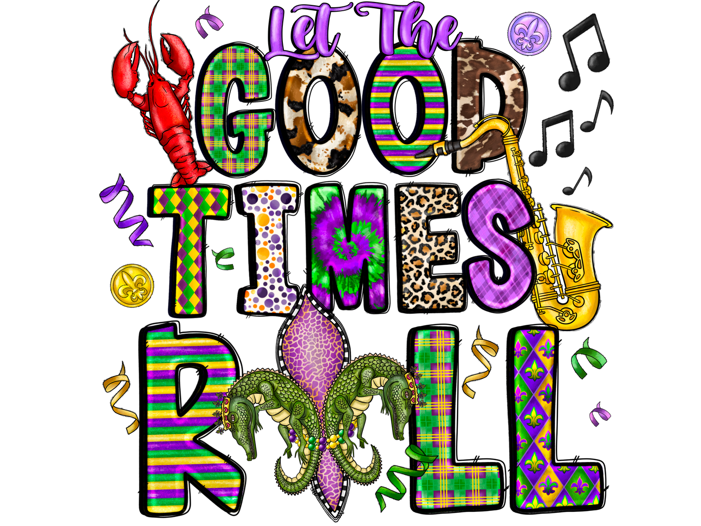 "Mardi Gras" (Multiple Options) Ready-to-Print DTF Transfer