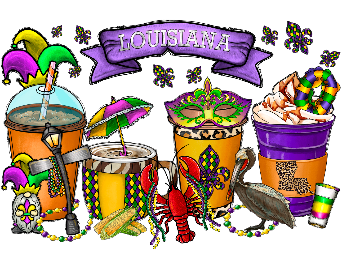 "Mardi Gras" (Multiple Options) Ready-to-Print DTF Transfer