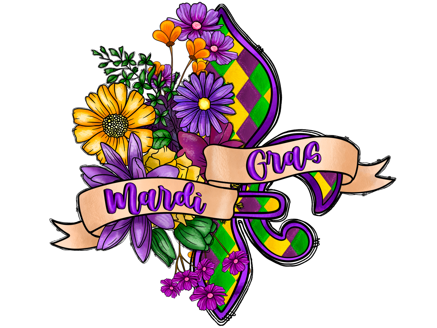 "Mardi Gras" (Multiple Options) Ready-to-Print DTF Transfer