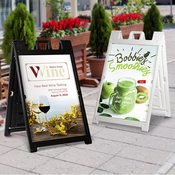 Plasticade Signicade® A-Frame Sign Stand WITH (2) 24X36 Coroplast Custom Signs