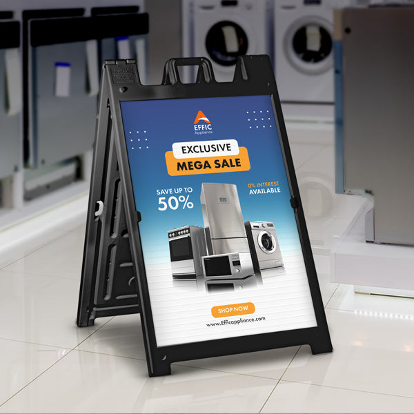 Plasticade Signicade® A-Frame Sign Stand WITH (2) 24X36 Coroplast Custom Signs