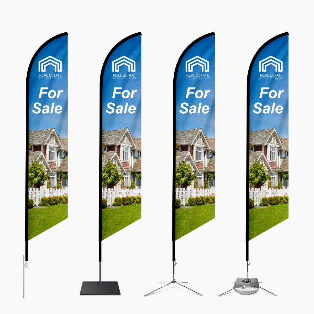 Feather Angled Flags with Ground Stake – Take Your Brand to New Heights